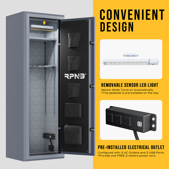 10 Gun Fireproof Biometric Fingerprint Safe for Pistols and Rifles