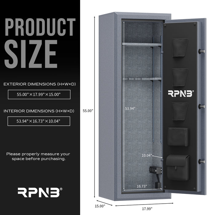 10 Gun Fireproof Biometric Fingerprint Safe for Pistols and Rifles