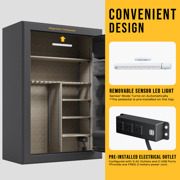 45 Gun Large Fireproof Biometric Fingerprint Long Gun Safe for Pistols and Rifles