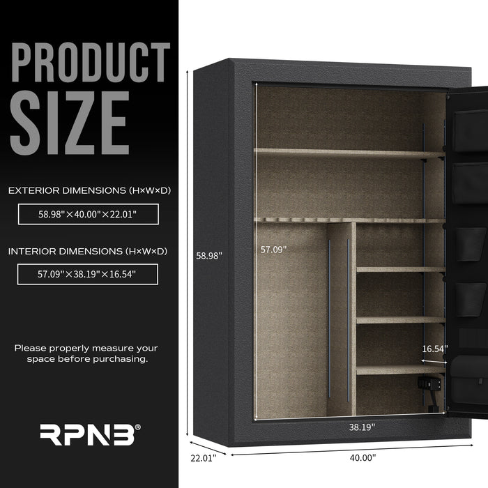 45 Gun Large Fireproof Biometric Fingerprint Long Gun Safe for Pistols and Rifles