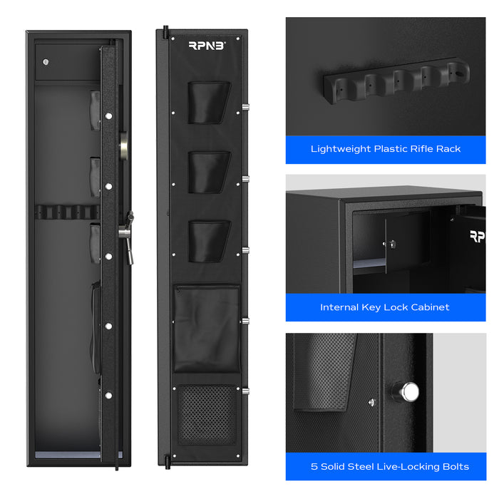 Large Biometric Rifle Safe,Electronic Gun Security Cabinet for 5 Rifles