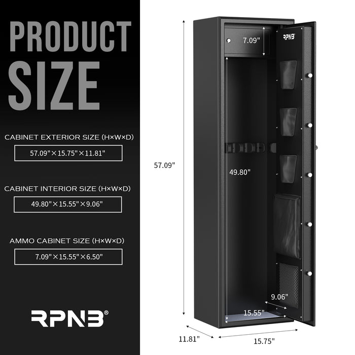 Large Biometric Rifle Safe, Electronic Gun Security Cabinet for 7 Rifles